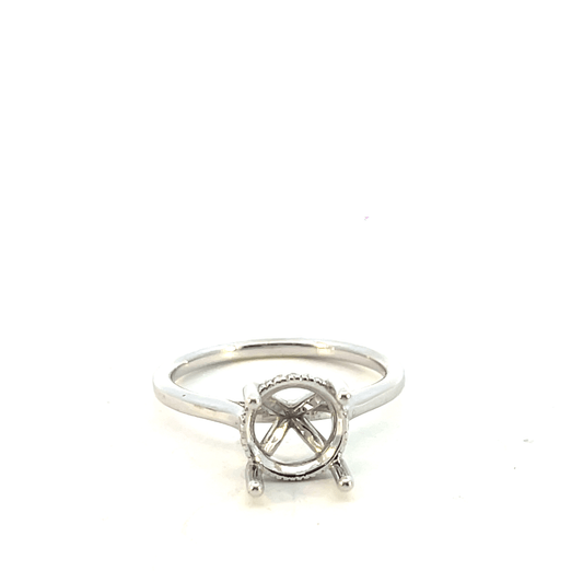 Elegant Silver Peace Sign Diamond Ring Setting in 14K White Gold