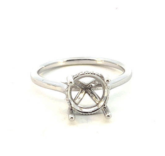 Elegant Silver Peace Sign Diamond Ring Setting in 14K White Gold 0.20 Carats Total Weight