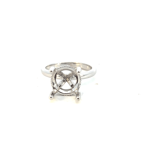 Elegant Silver Wheel Diamond Ring Setting in 14K White Gold