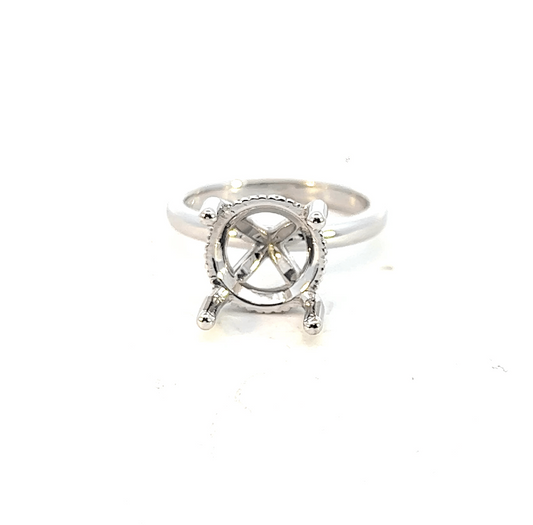 Elegant Silver Wheel Diamond Ring Setting in 14K White Gold