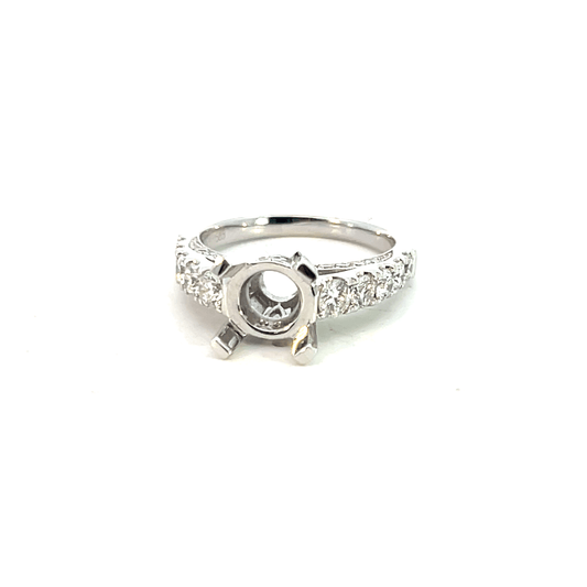 Diamond Pave Engagement Ring Setting – 1.27ct 14K White Gold