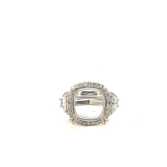 Elegant Silver Ring with Sparkling Accents – Diamond: 0.70 ct | Hidden Melee: 0.40 ct | 18K White Gold
