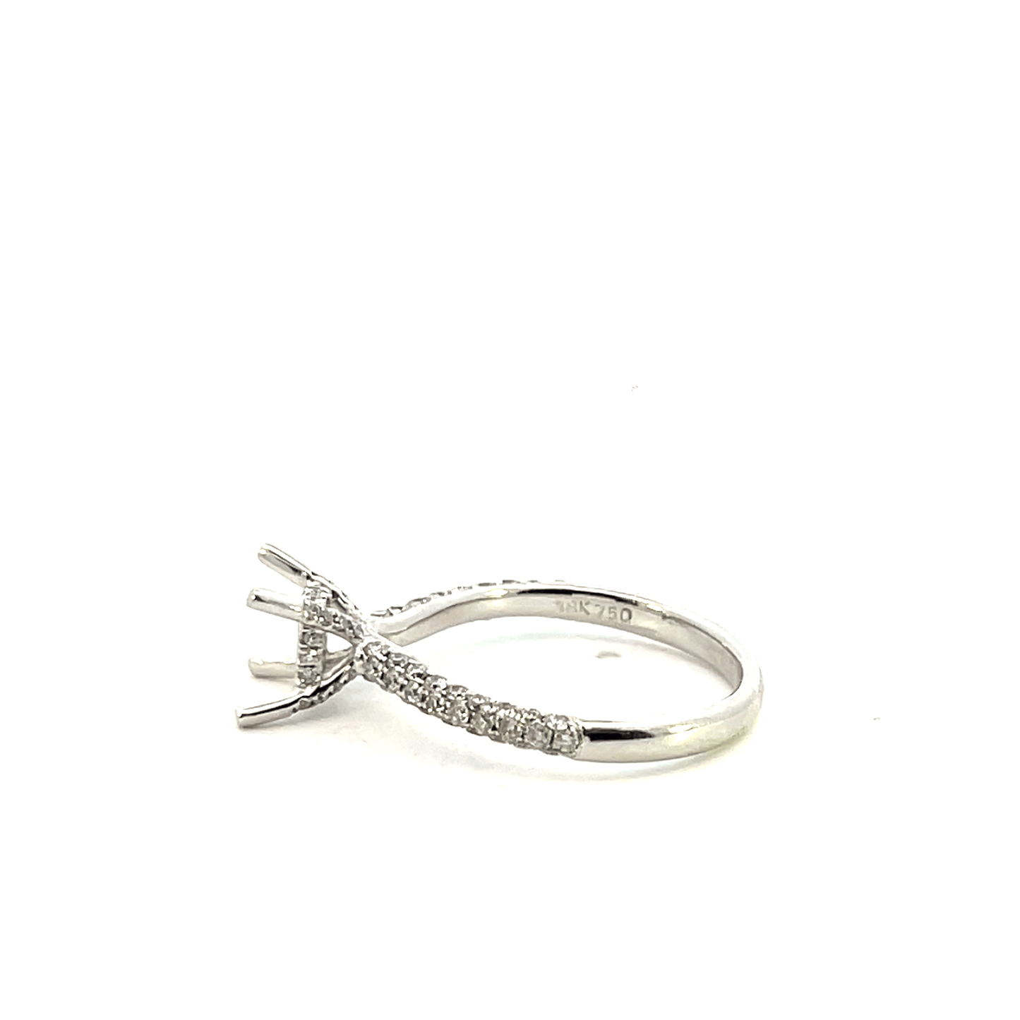 Diamond Pave Engagement Ring Setting – 0.90ct 18K White Gold