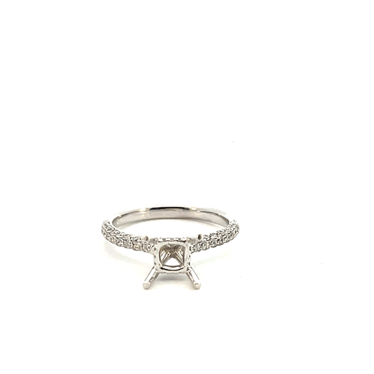 Diamond Pave Engagement Ring Setting – 0.90ct 18K White Gold