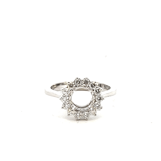 14K White Gold Diamond Engagement Ring Setting – 0.35CT