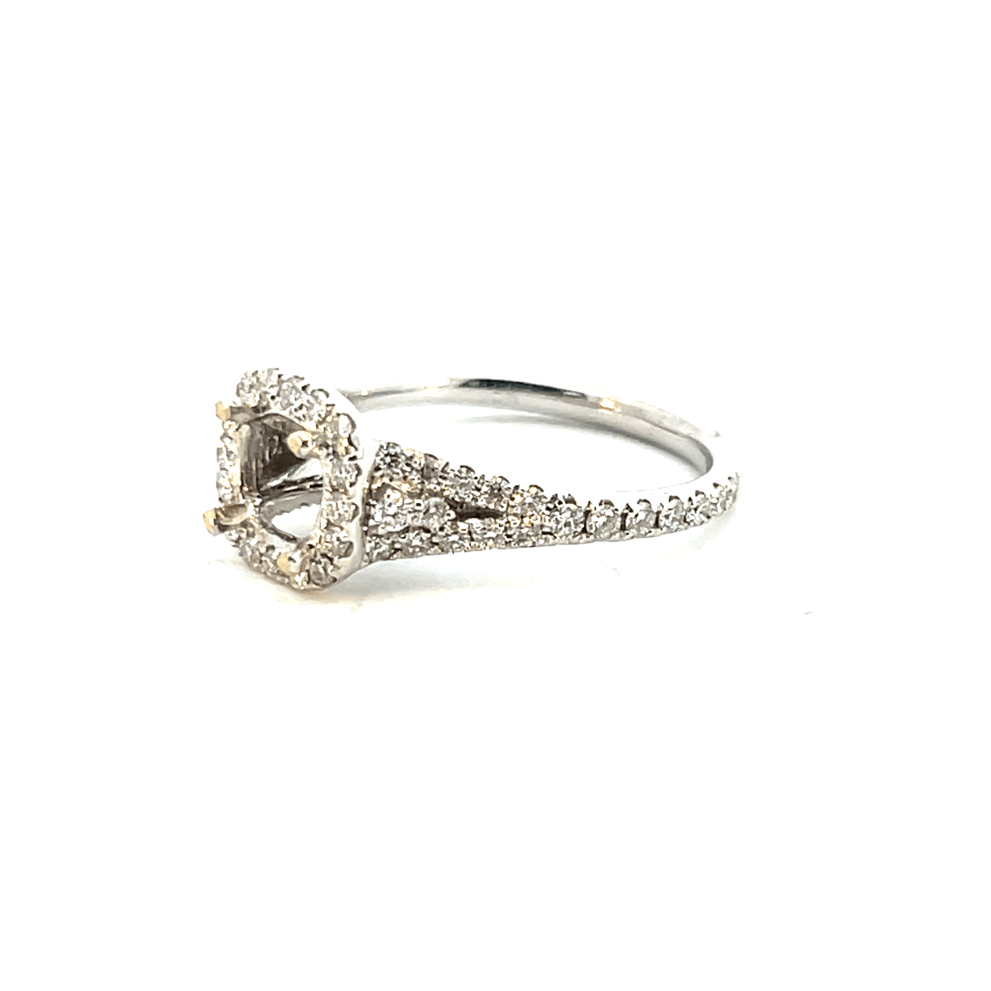 Elegant Diamond Halo Engagement Ring (D1.08 ct, 18KW, C1.50 ct) – ARS1456