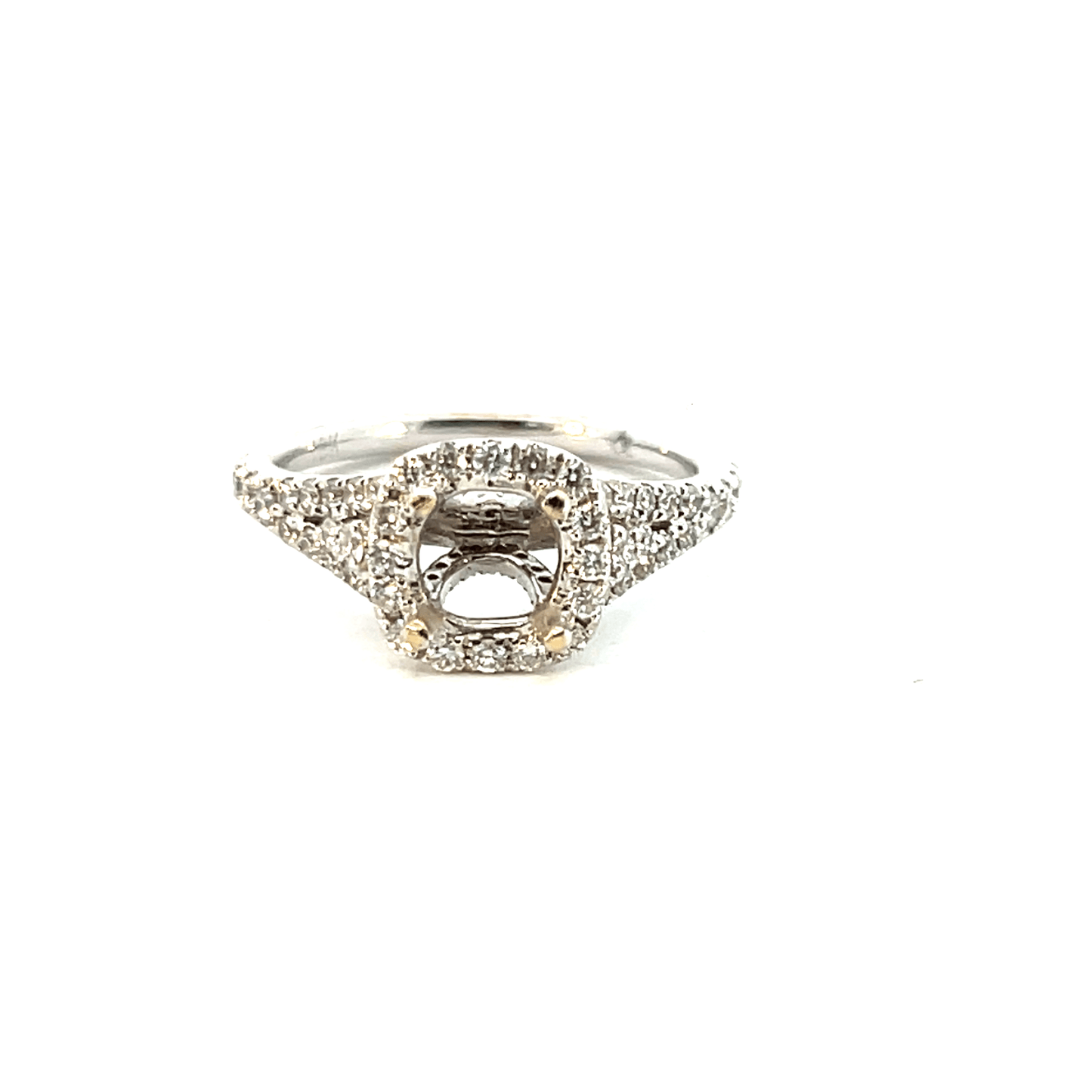 Elegant Diamond Halo Engagement Ring (D1.08 ct, 18KW, C1.50 ct) – ARS1456