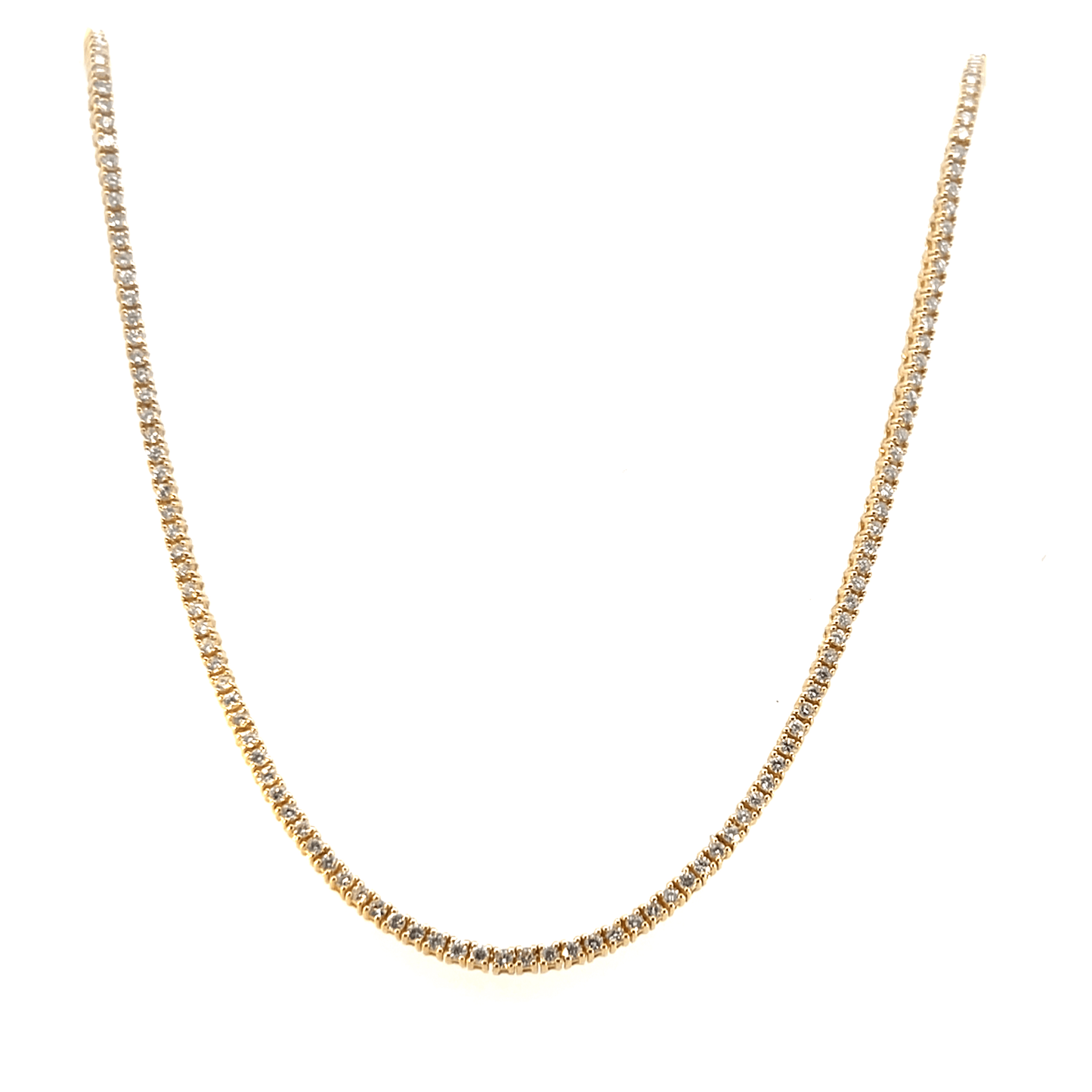Stunning 18K Yellow Gold Diamond Tennis Necklace (3.20ct Total, 17 Inch Length) - NECk2708