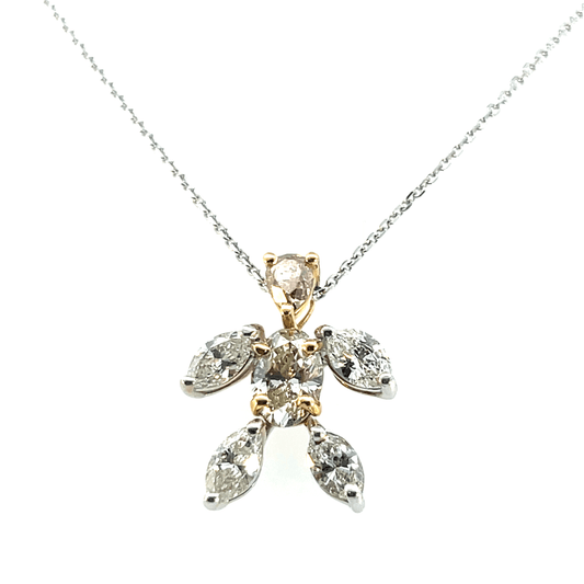 Whimsical 14K White Gold Diamond "Turtle" Pendant Necklace (3.60ct Total) - DP0588