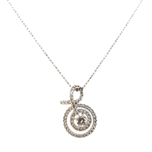 14K White Gold Diamond Pendant Necklace - 1.05ct Total Diamond Weight - DP2057