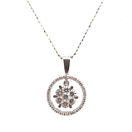 Sparkling "Inverted Flower" Diamond Pendant Necklace (1.10ct Total, 18K White Gold) - DP2062