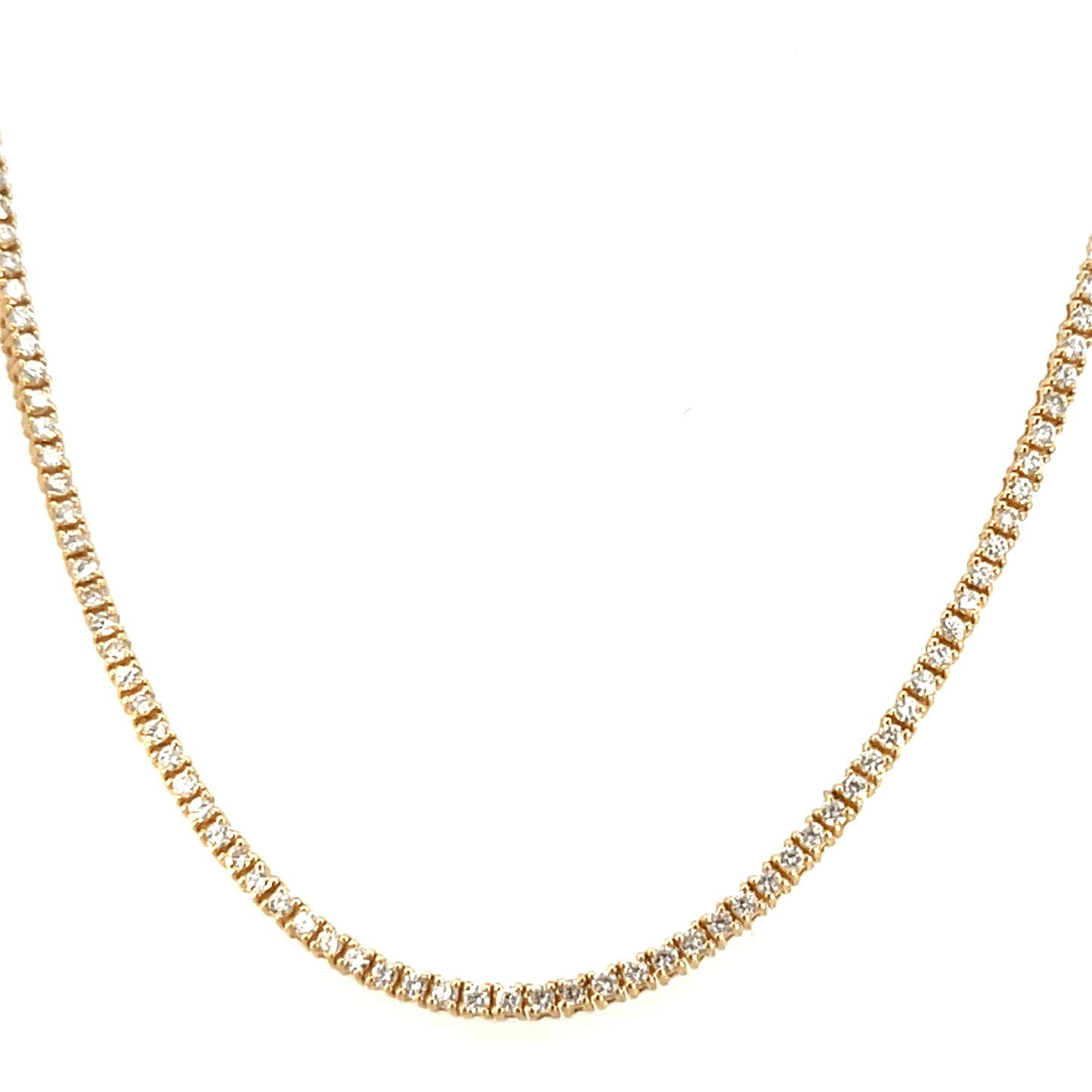Stunning 18K Yellow Gold Diamond Tennis Necklace (3.20ct Total, 17 Inch Length) - NECk2708