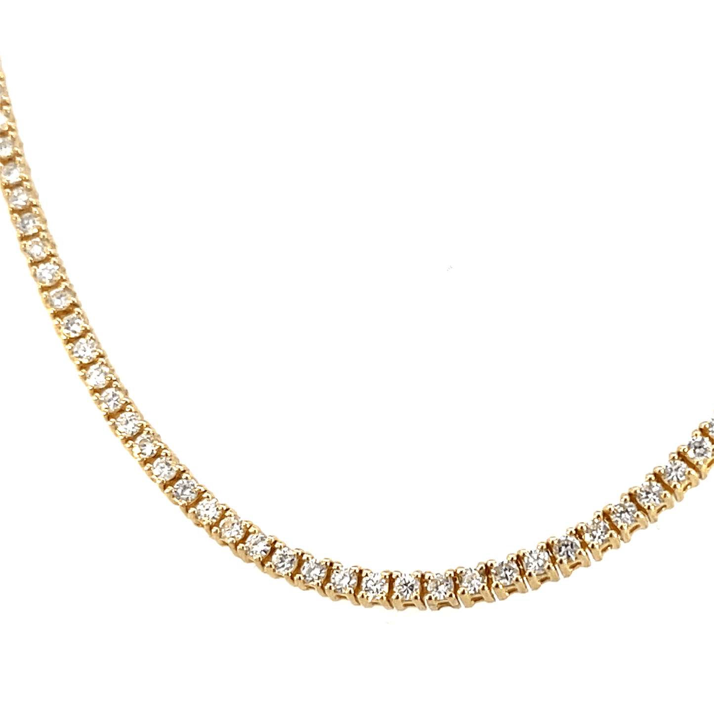 Stunning 18K Yellow Gold Diamond Tennis Necklace (3.20ct Total, 17 Inch Length) - NECk2708