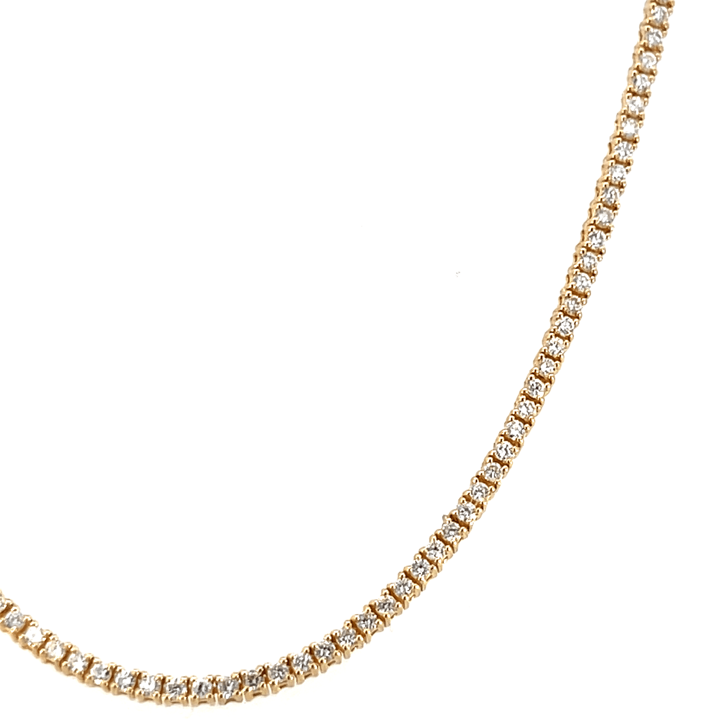 Stunning 18K Yellow Gold Diamond Tennis Necklace (3.20ct Total, 17 Inch Length) - NECk2708