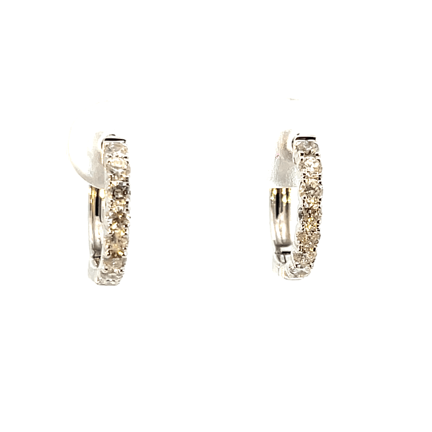 Elegant 14K White Gold Mini Diamond Hoop Earrings (0.57 ctw)