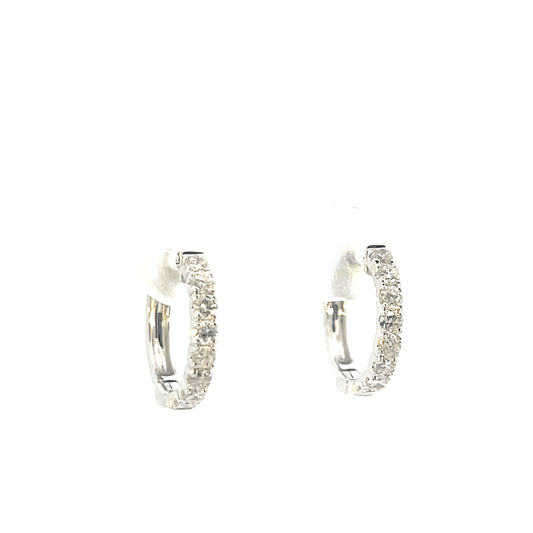 Elegant 14K White Gold Mini Diamond Hoop Earrings (0.57 ctw)