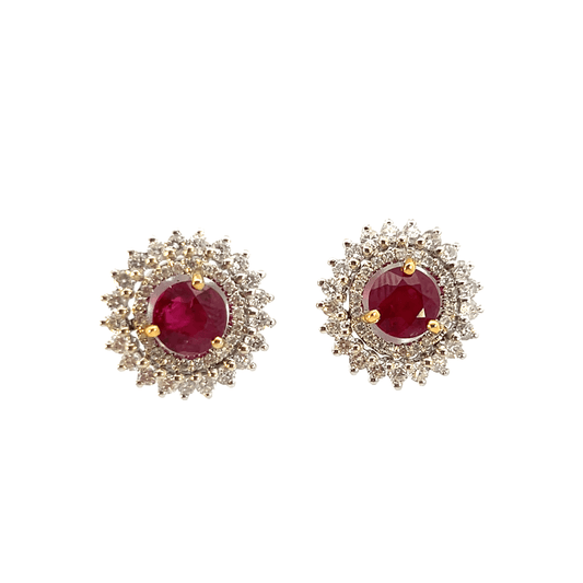 Elegant Ruby and Diamond Earrings