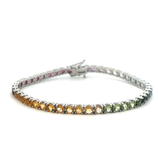 Colorful Gemstone Rainbow Tennis Bracelet