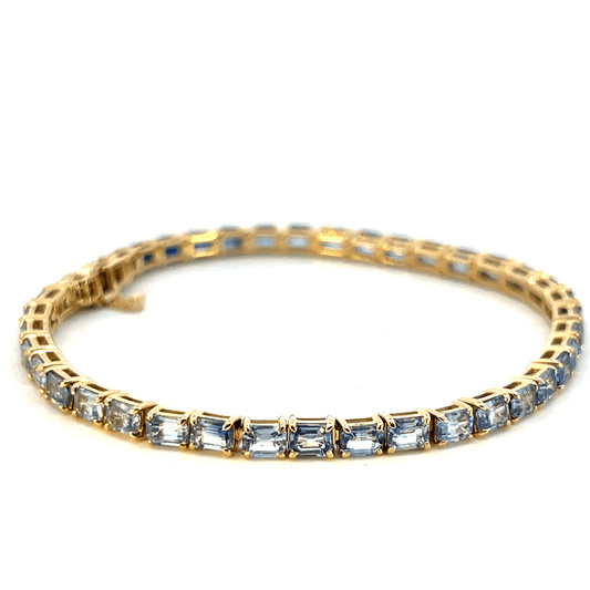 Elegant Ombré Blue Gemstone Bracelet 14K White Gold 10.99 CARAT