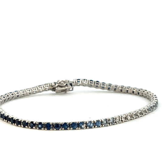 Elegant Sapphire & Diamond Bracelet – TNP-4 14K White Gold