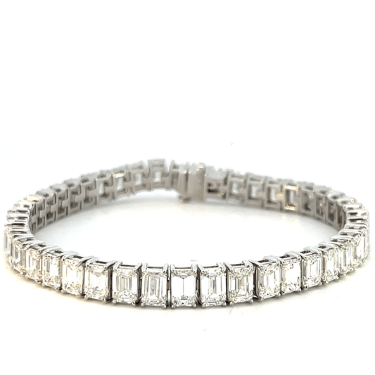 22.89ct Emerald-Cut Diamond Platinum Tennis Bracelet