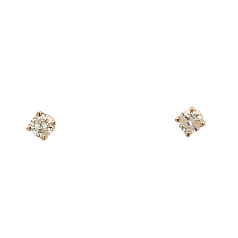 Diamond Studs Earrings White Round Diamond 0.09CT in 14K Yellow and White Gold